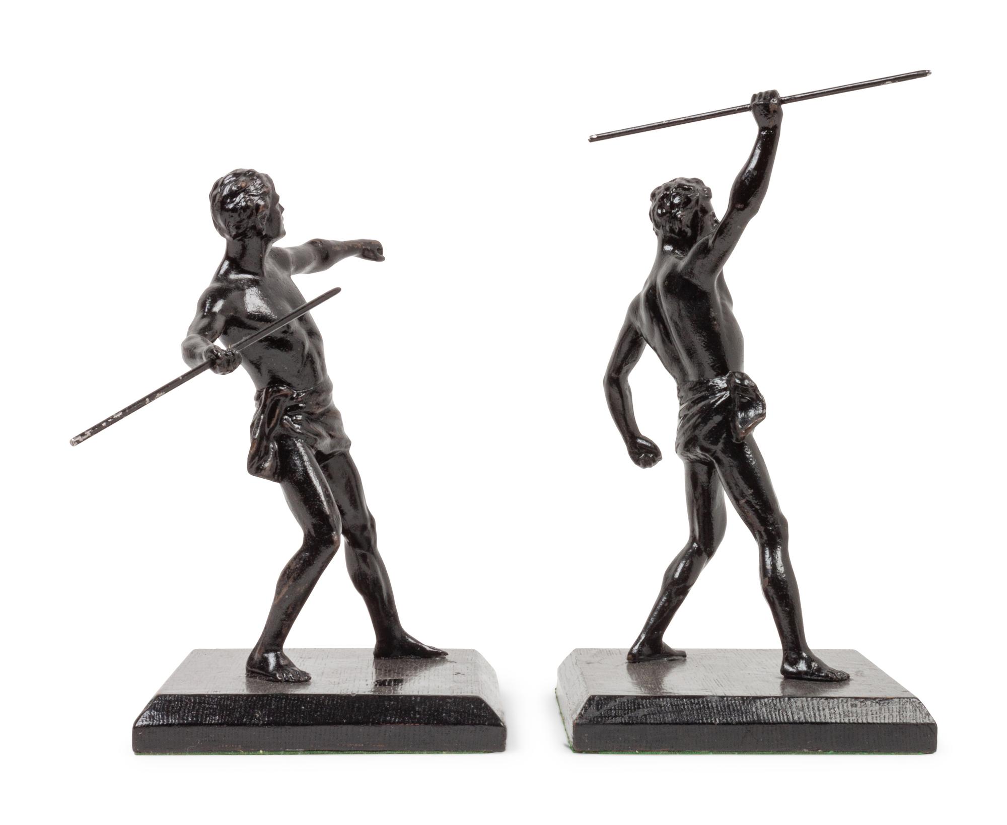 Two Grand Tour Style Patinated Spelter Models of Athletes