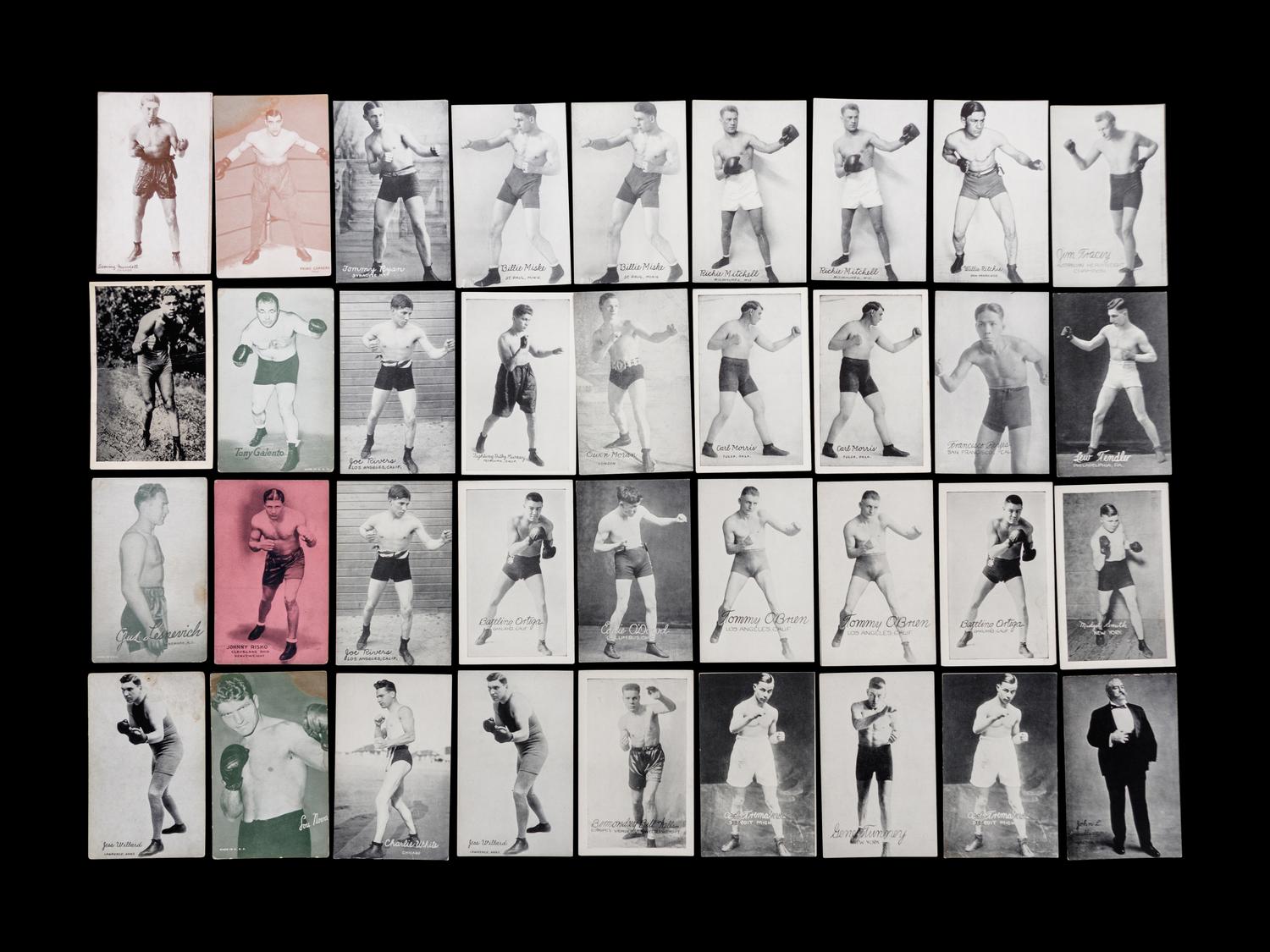 A Group of 66 Early 20th Century Boxing Exhibit Post Cards Including Jack Dempsey, Gene Tunney, Joe Louis and John L. Sullivan,