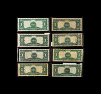 A Group of Eight Series 1899 Black Eagle $1 Silver Certificates