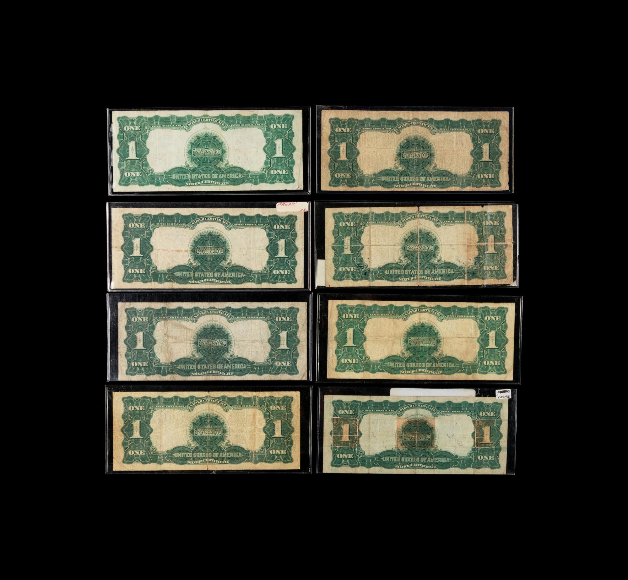 A Group of Eight Series 1899 Black Eagle $1 Silver Certificates