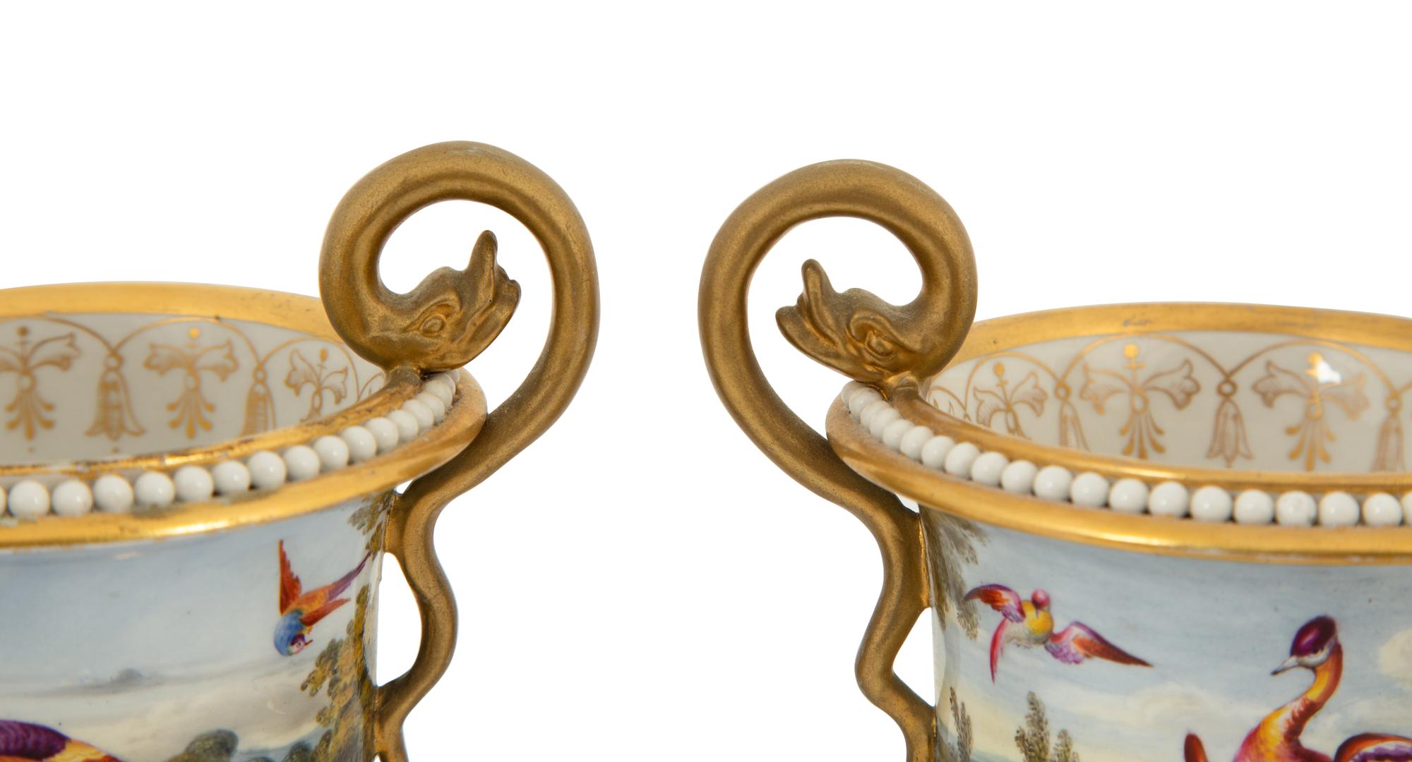 A Pair of English Porcelain Spill Vases