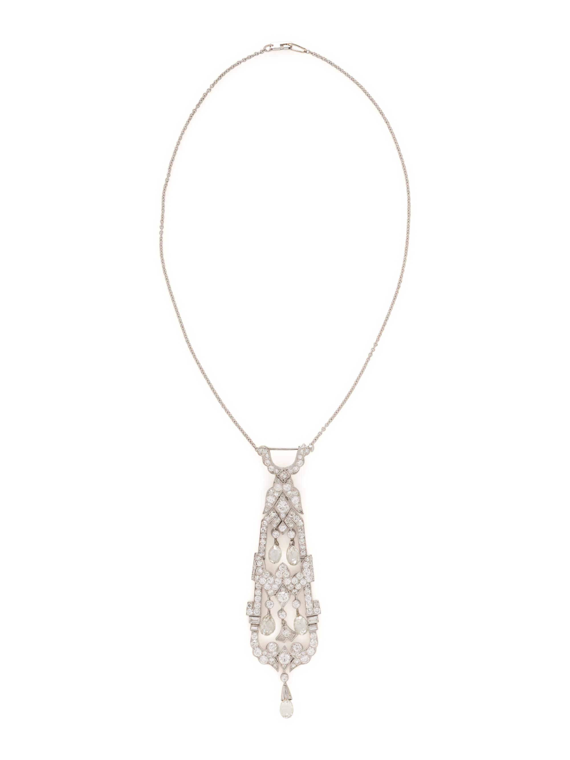 EDWARDIAN, PLATINUM AND DIAMOND PENDANT NECKLACE