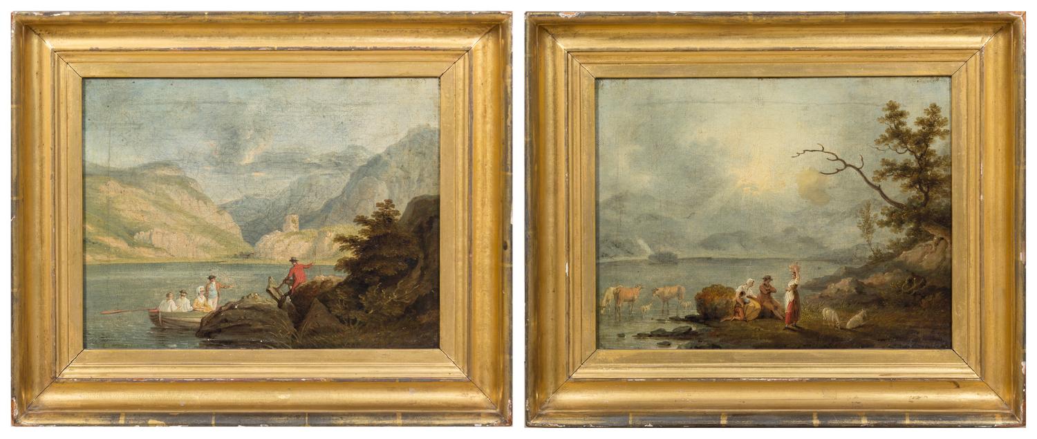 Artist Unknown, (English, 19th Century), River Landscapes with Figures (two works)