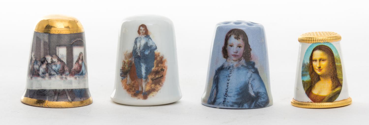 A Group of Four Collectible Thimbles Height of largest 1 inch.