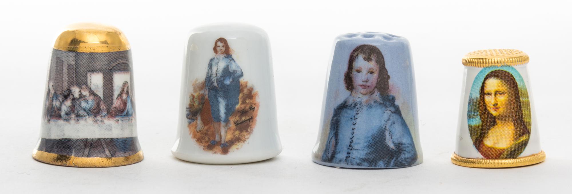 A Group of Four Collectible Thimbles Height of largest 1 inch.