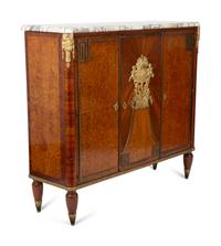 A French Gilt Bronze Mounted Amboyna Veneered Marble-Top Cabinet — CIRCA 1900