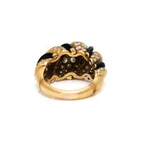 DIAMOND AND ENAMEL BOMBÉ RING