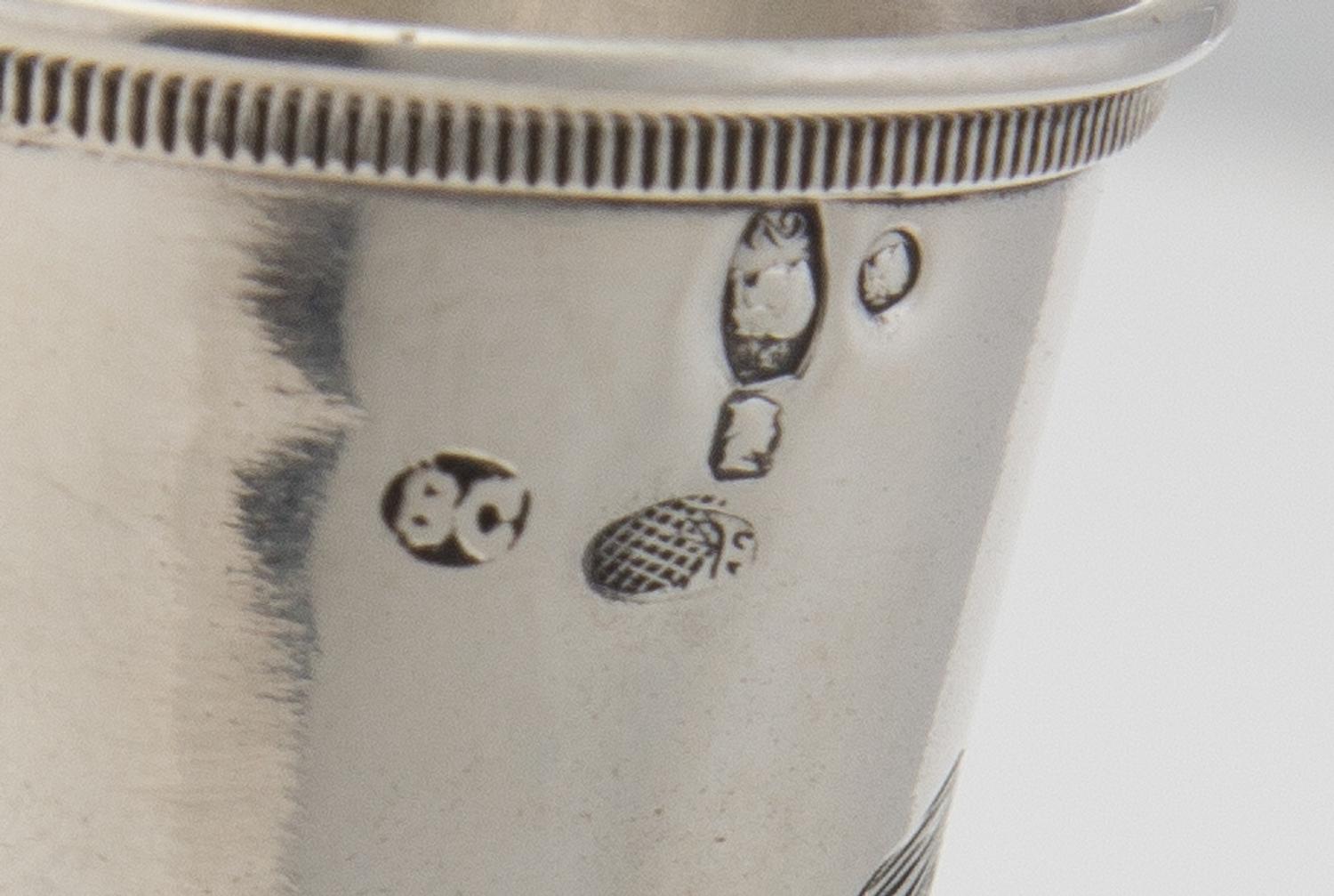 Six Polish Silver Cordials, Various Makers, Warsaw, Late 19th/Early 20th Century, comprising two similarly decorated three-piece sets,