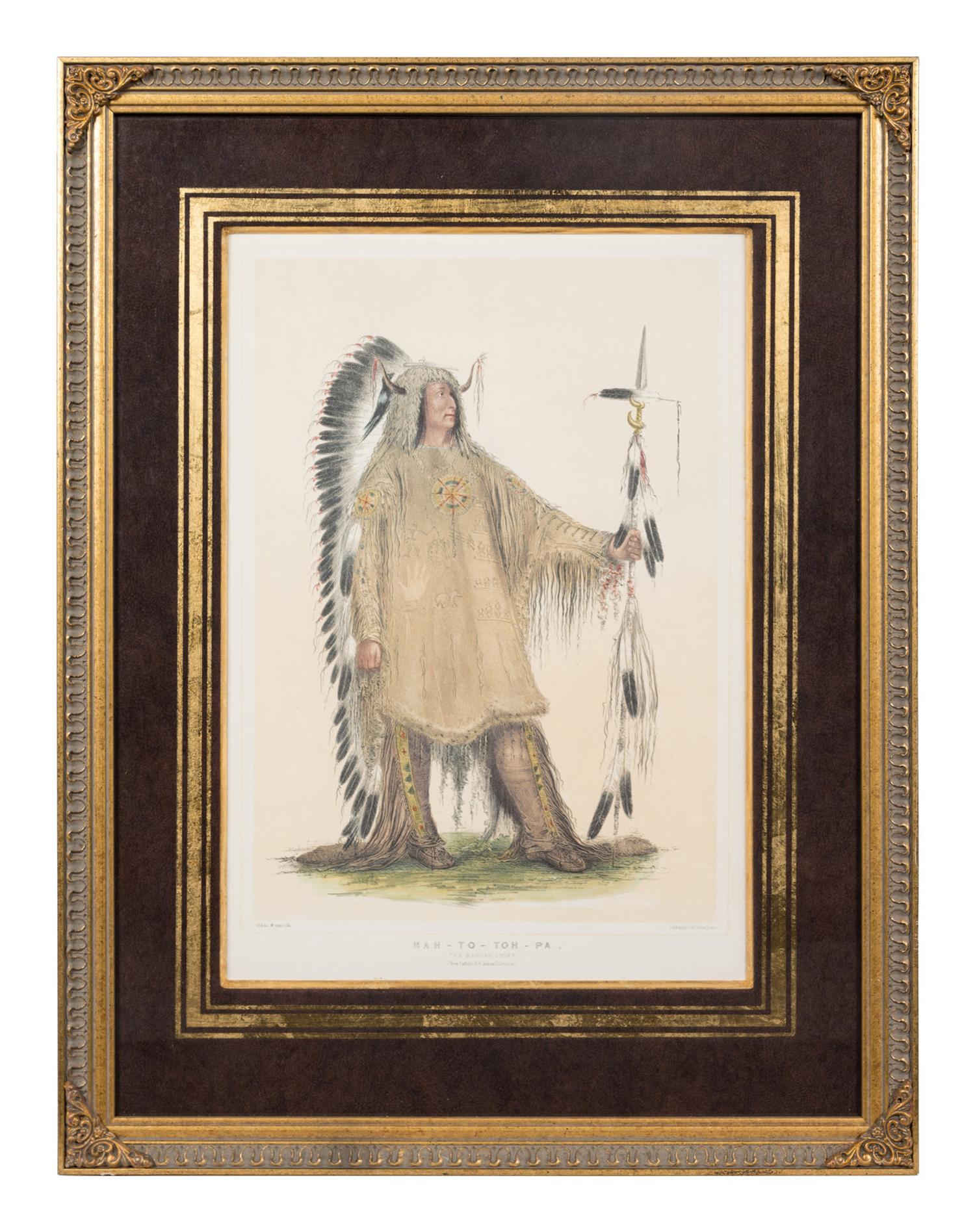 Three Hand-Colored Lithographs by George Catlin (American, 1796-1872) and a Lithograph Published by McKenney and Hall