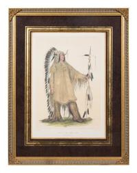 Three Hand-Colored Lithographs by George Catlin (American, 1796-1872) and a Lithograph Published by McKenney and Hall