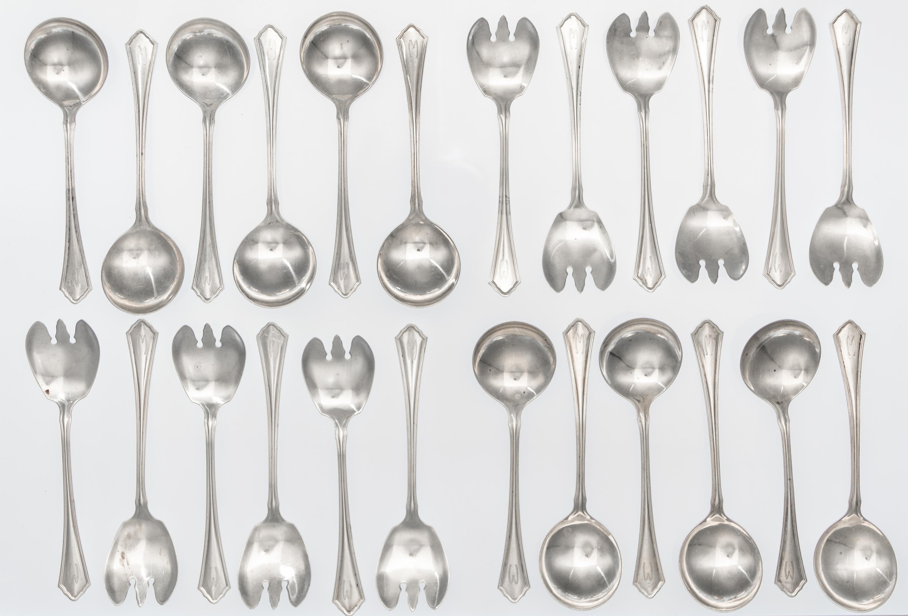 A Partial American Silver Flatware Set, R. Wallace & Sons Length of first 5 1/4 inches. — MID 20TH CENTURY
