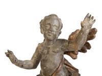 A Pair of Italian Carved Putti on Painted Faux-Marble Bases — 17TH/18TH CENTURY