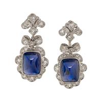 SUGARLOAF SAPPHIRE AND DIAMOND EARCLIPS
