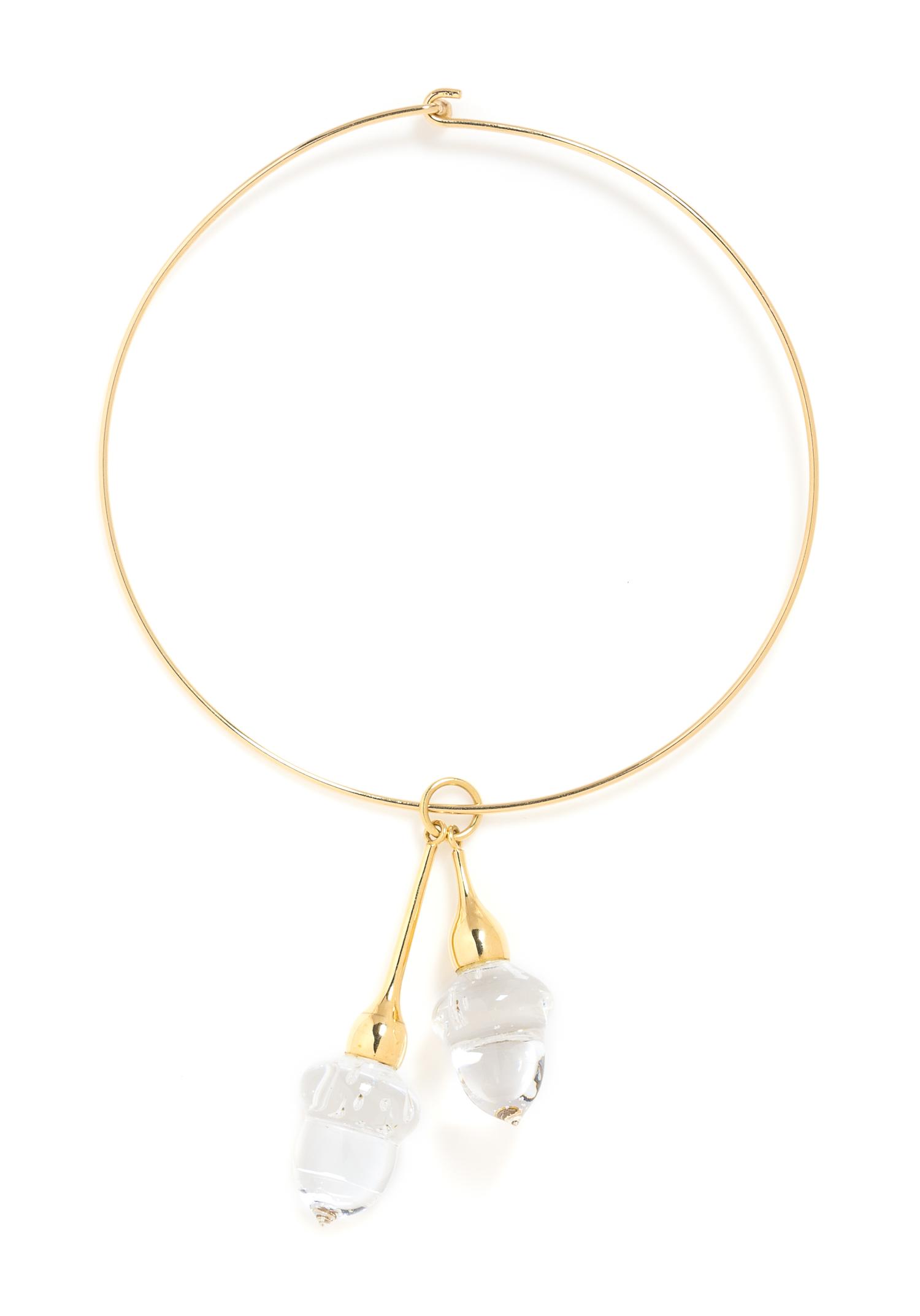 A Yellow Gold and Crystal Acorn Necklace, Paul Schulze for Steuben Glass, 40.40 dwts.