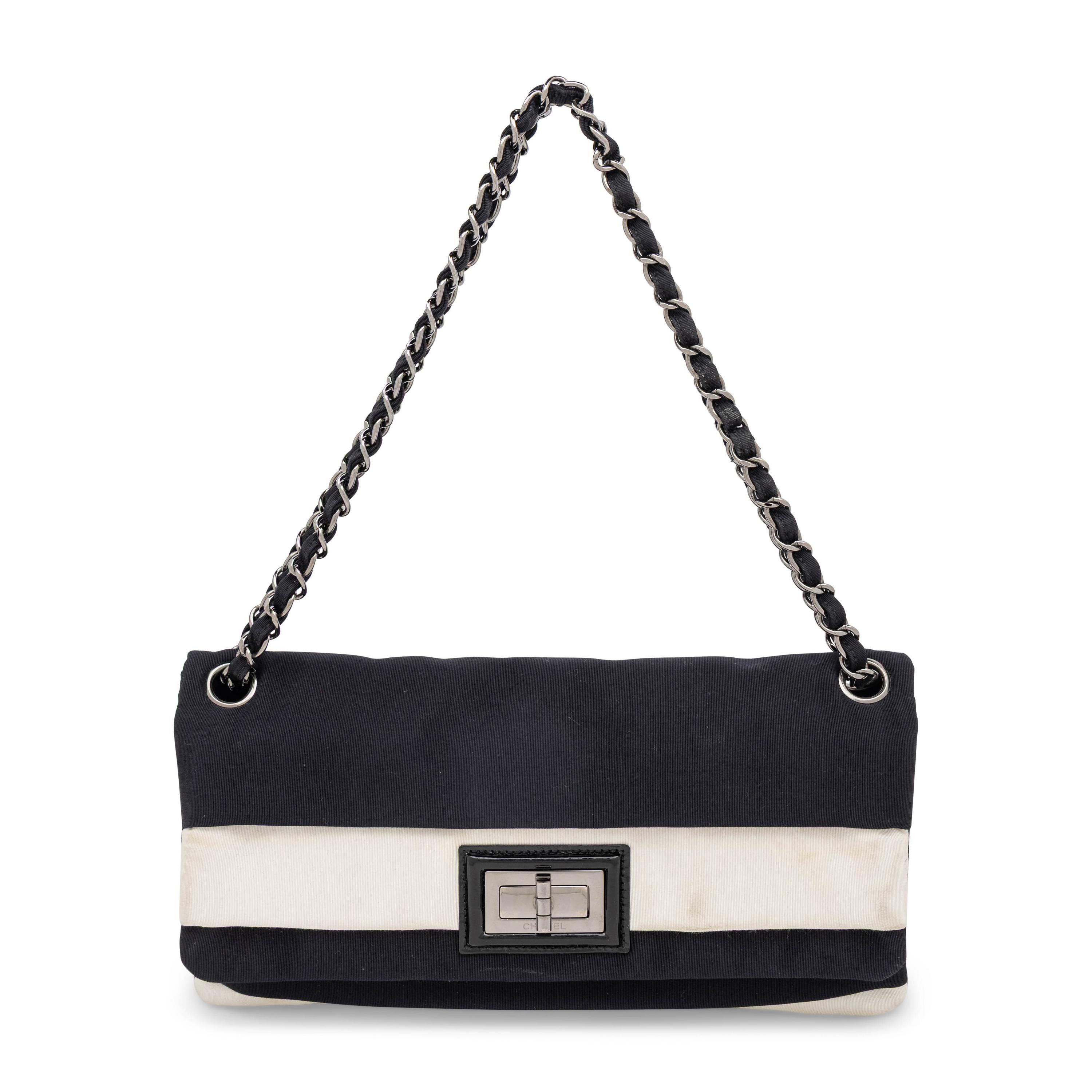 Chanel, Flap Bag in Black & White Faille