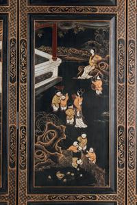 A Chinese Lacquer Six-Panel Screen