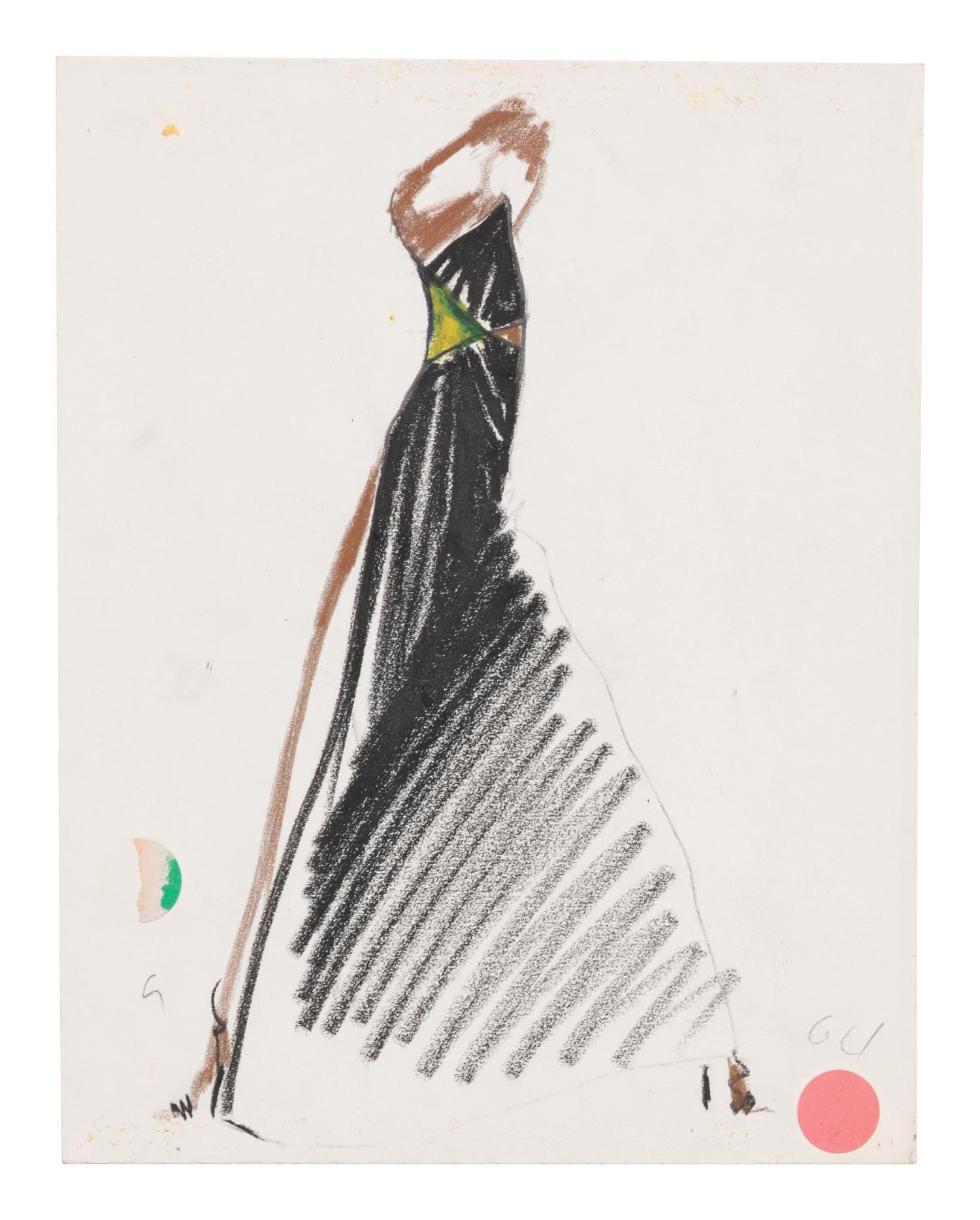Three Alber Elbaz for Geoffrey Beene Fashion Illustrations, c. 1991
