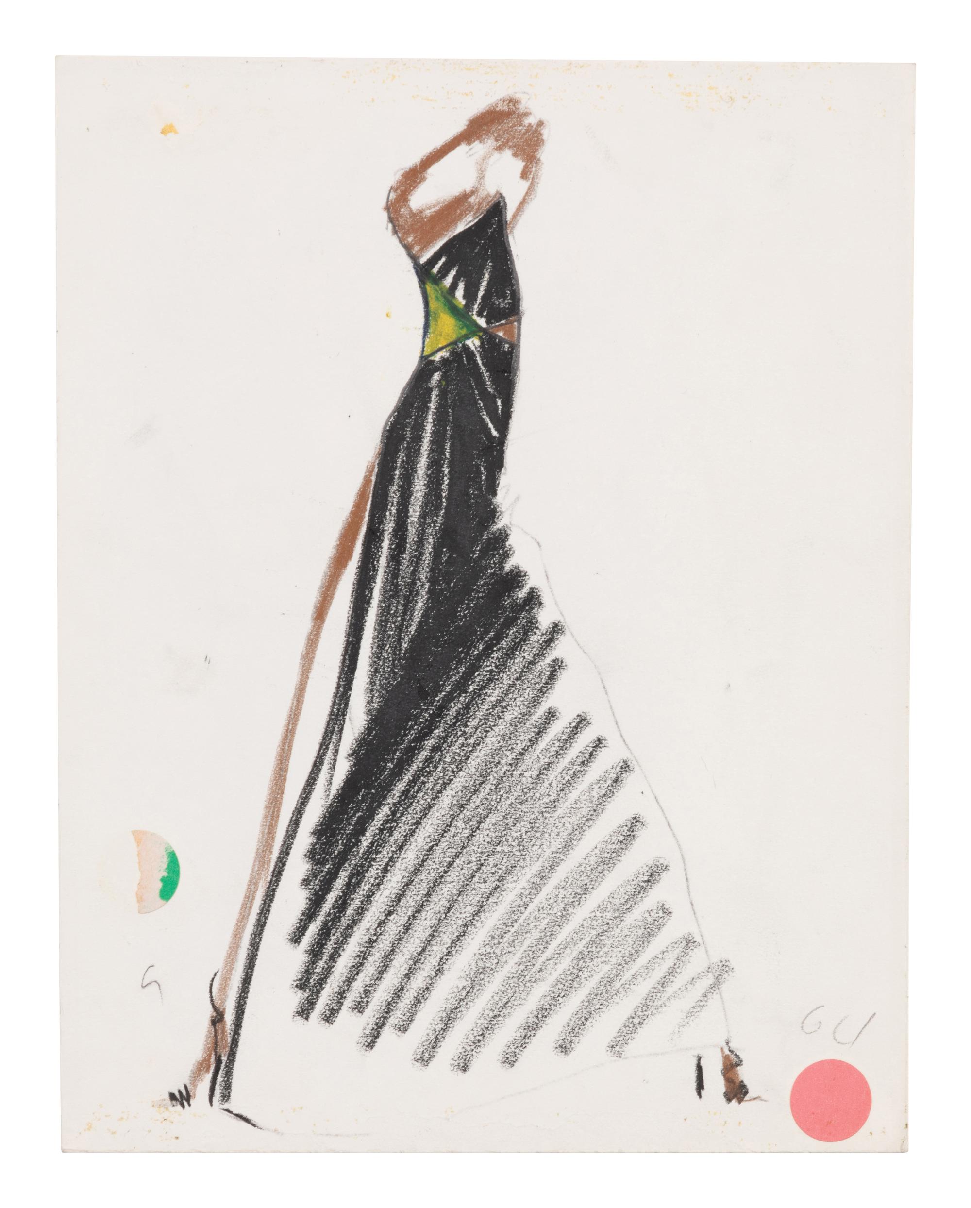 Three Alber Elbaz for Geoffrey Beene Fashion Illustrations, c. 1991