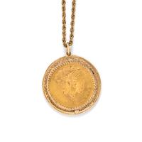 YELLOW GOLD AND COIN PENDANT/NECKLACE