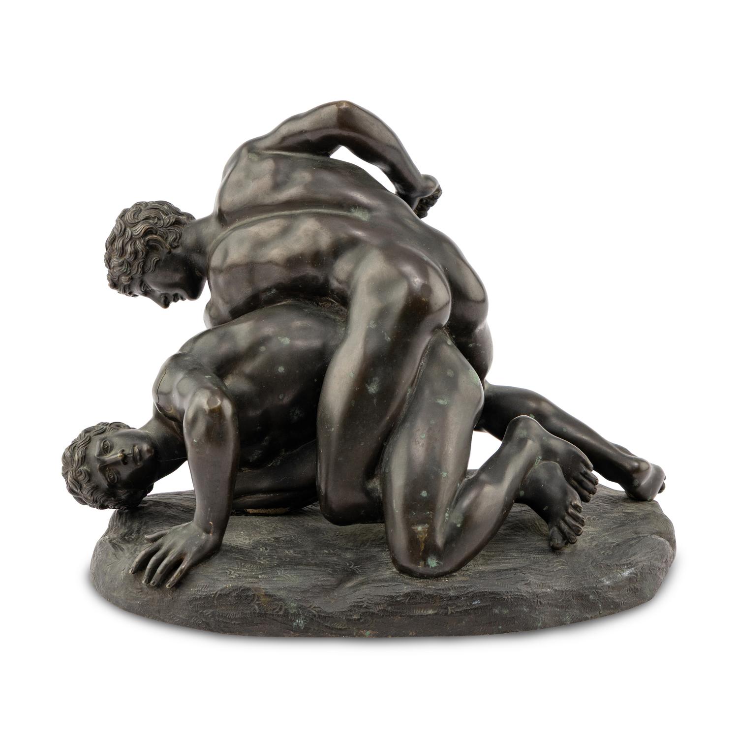 A Grand Tour Bronze Figural Group of The Wrestlers