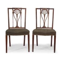 Pair of Federal carved mahogany side chairs circa 1800
