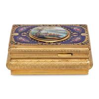 A German Gilt-Metal and Enamel Singing Bird Automaton Box