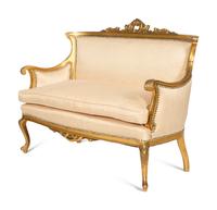A Victorian Louis XV Style Giltwood Three-Piece Parlor Suite
