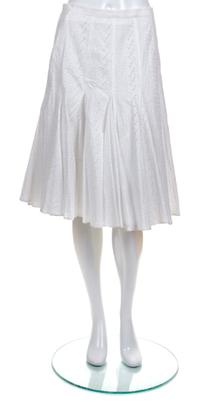 A Dolce & Gabbana White Eyelet Pleated Skirt, Size 44.