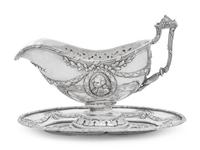 A French Silver Sauce Boat on Fixed Stand