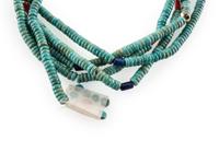 14K Gold Multi-strand Necklace, with Turquoise, Lapis, and Coral