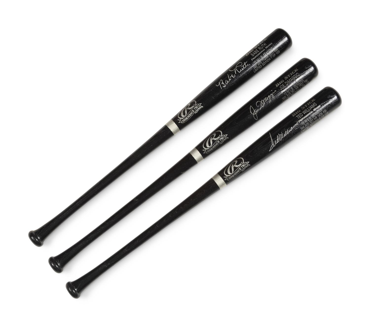 A Group of Ted Williams, Babe Ruth and Joe DiMaggio Commemorative Bats