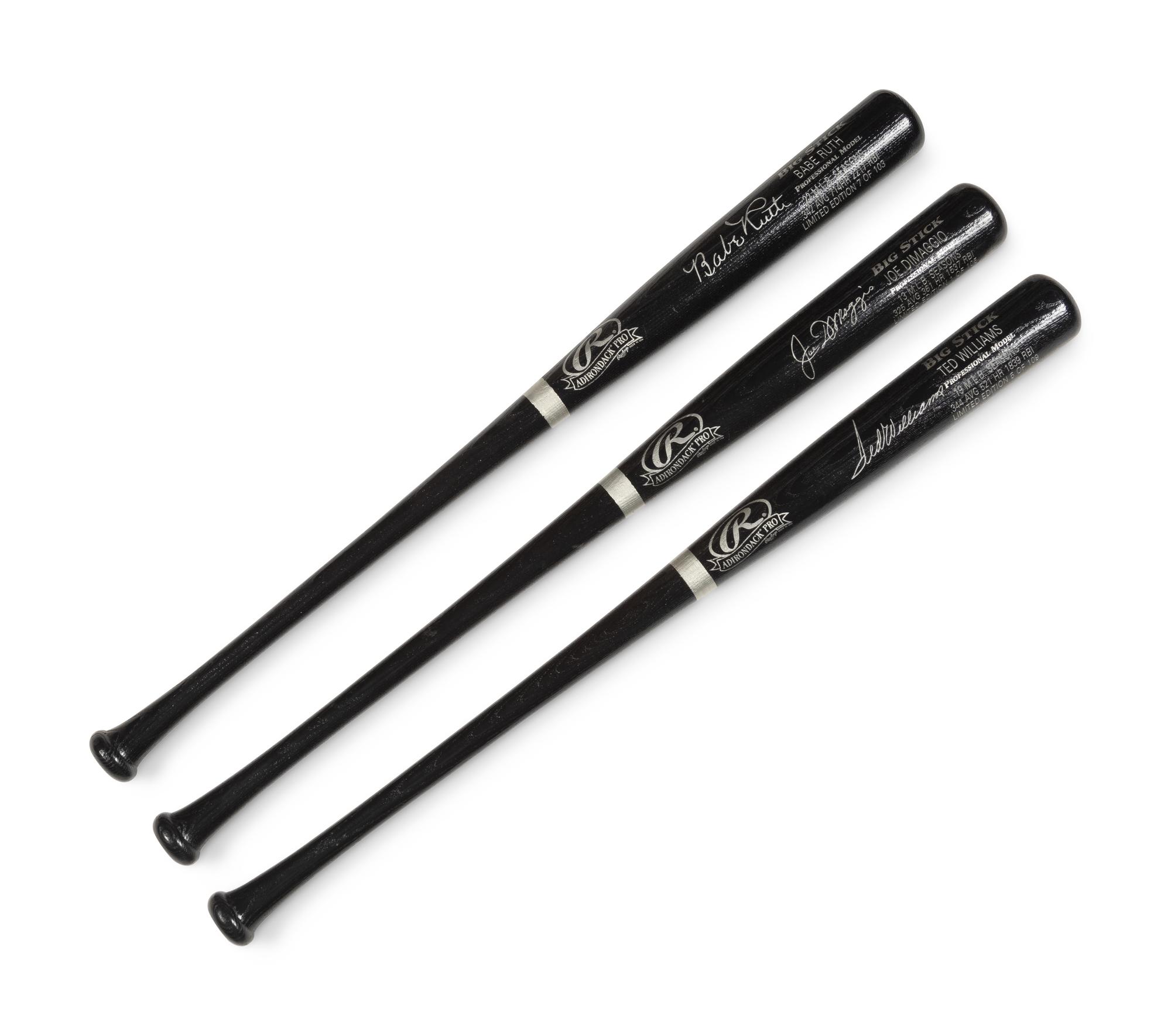 A Group of Ted Williams, Babe Ruth and Joe DiMaggio Commemorative Bats