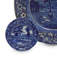 A Group of Five Staffordshire Historical Blue Mendenhall Ferry Transferware Items, Joseph Stubbs, Burslem, 1790-1829