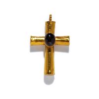 A Byzantine Gold and Garnet Cross Pendant