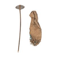 Northern Plains Beaded Hide Tobacco Bag AND Stone Club
