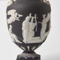 A Wedgwood Solid Black Jasperware Pegasus Vase and Cover UK, 1880s