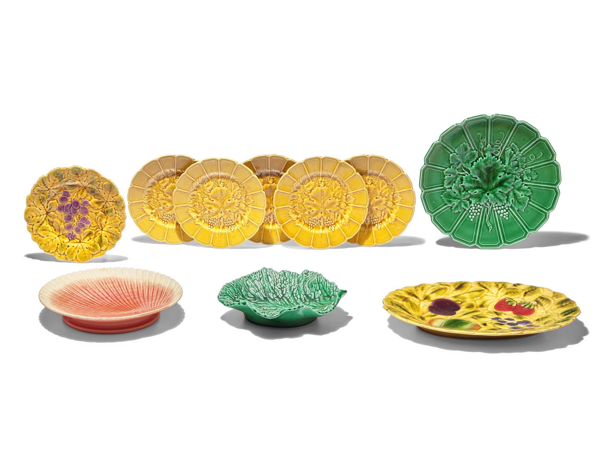 A Group of Sarreguemines Majolica Tablewares