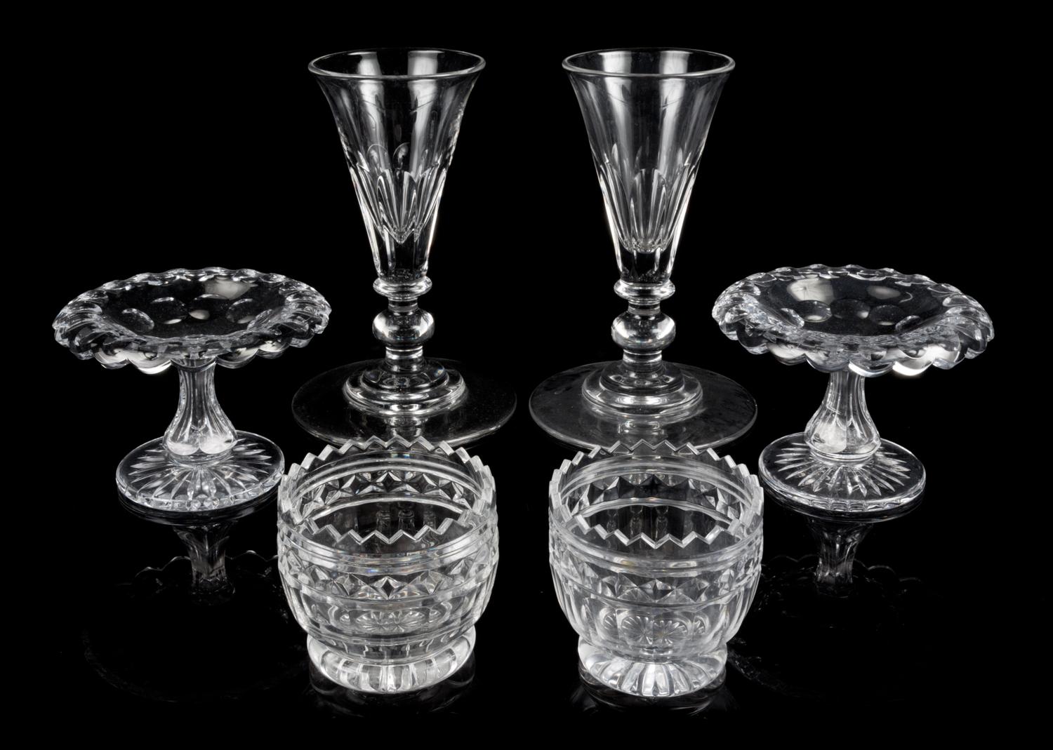 A Collection of William Yeoward Glass Table Articles Height of tallest 31 inches.