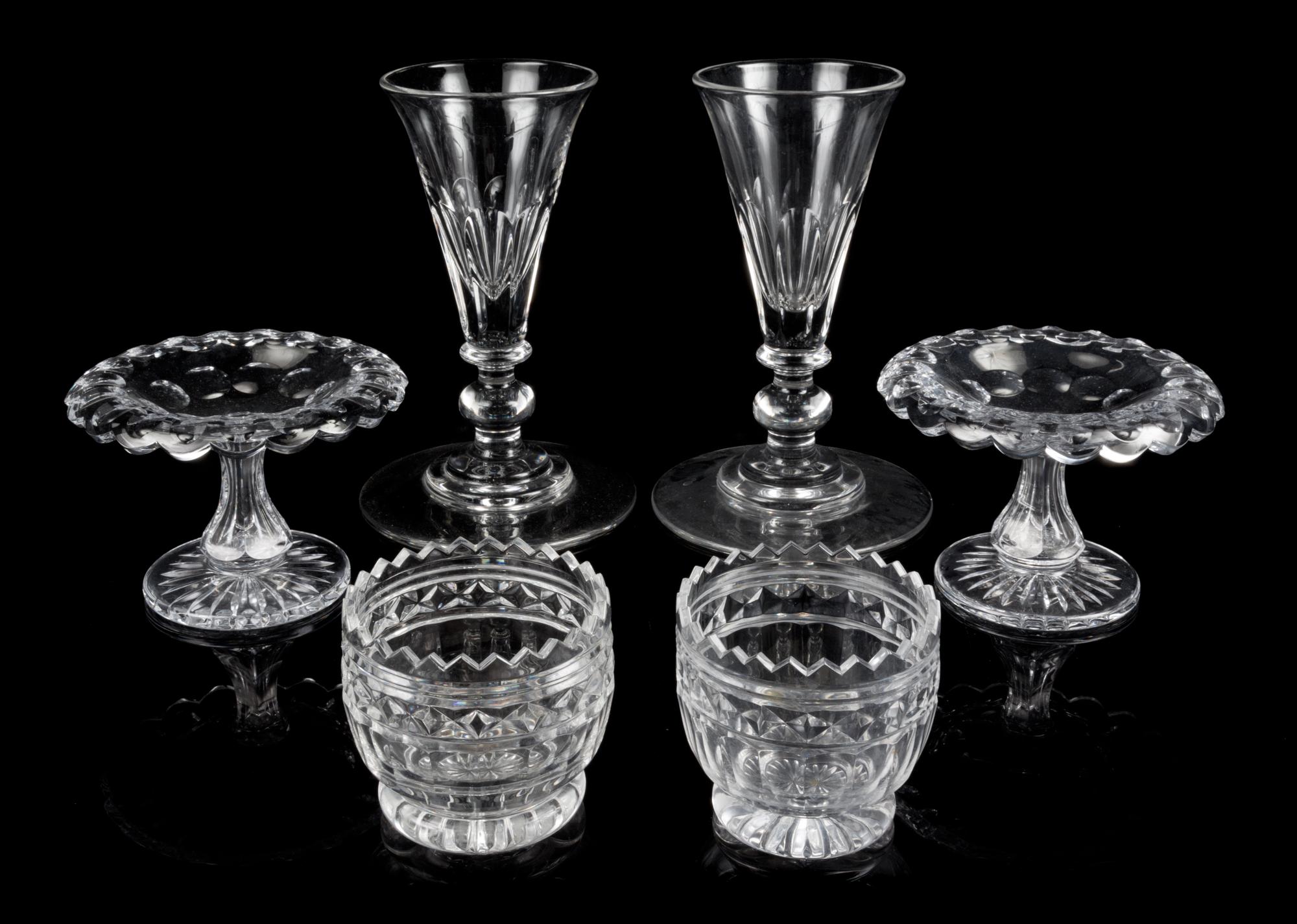 A Collection of William Yeoward Glass Table Articles Height of tallest 31 inches.