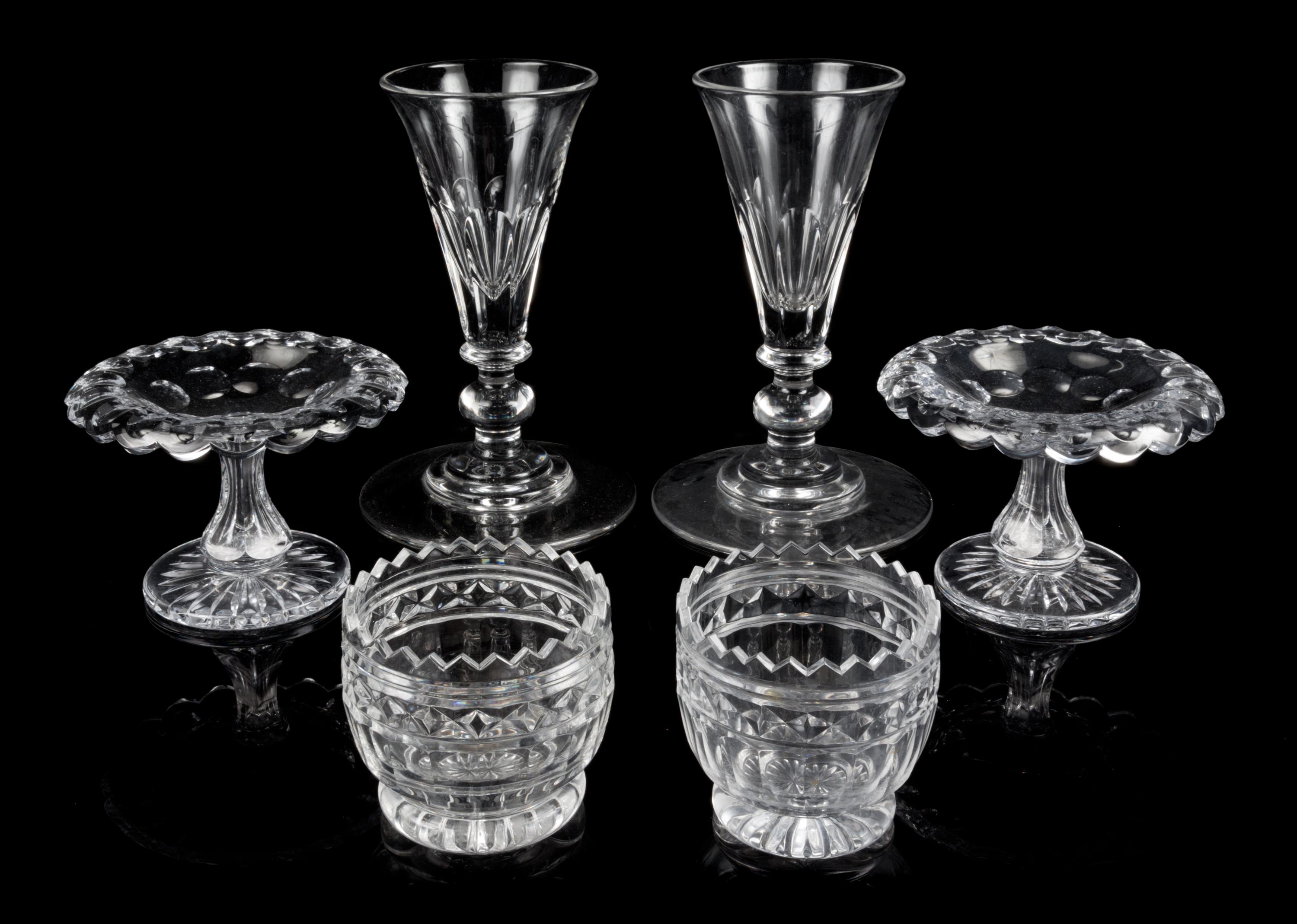 A Collection of William Yeoward Glass Table Articles Height of tallest 31 inches.