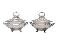 A Pair of Sheffield Plate Lidded Vegetable Dishes