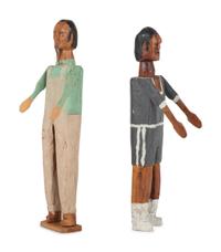 Two Folk Art Carved and Painted Wood Figures