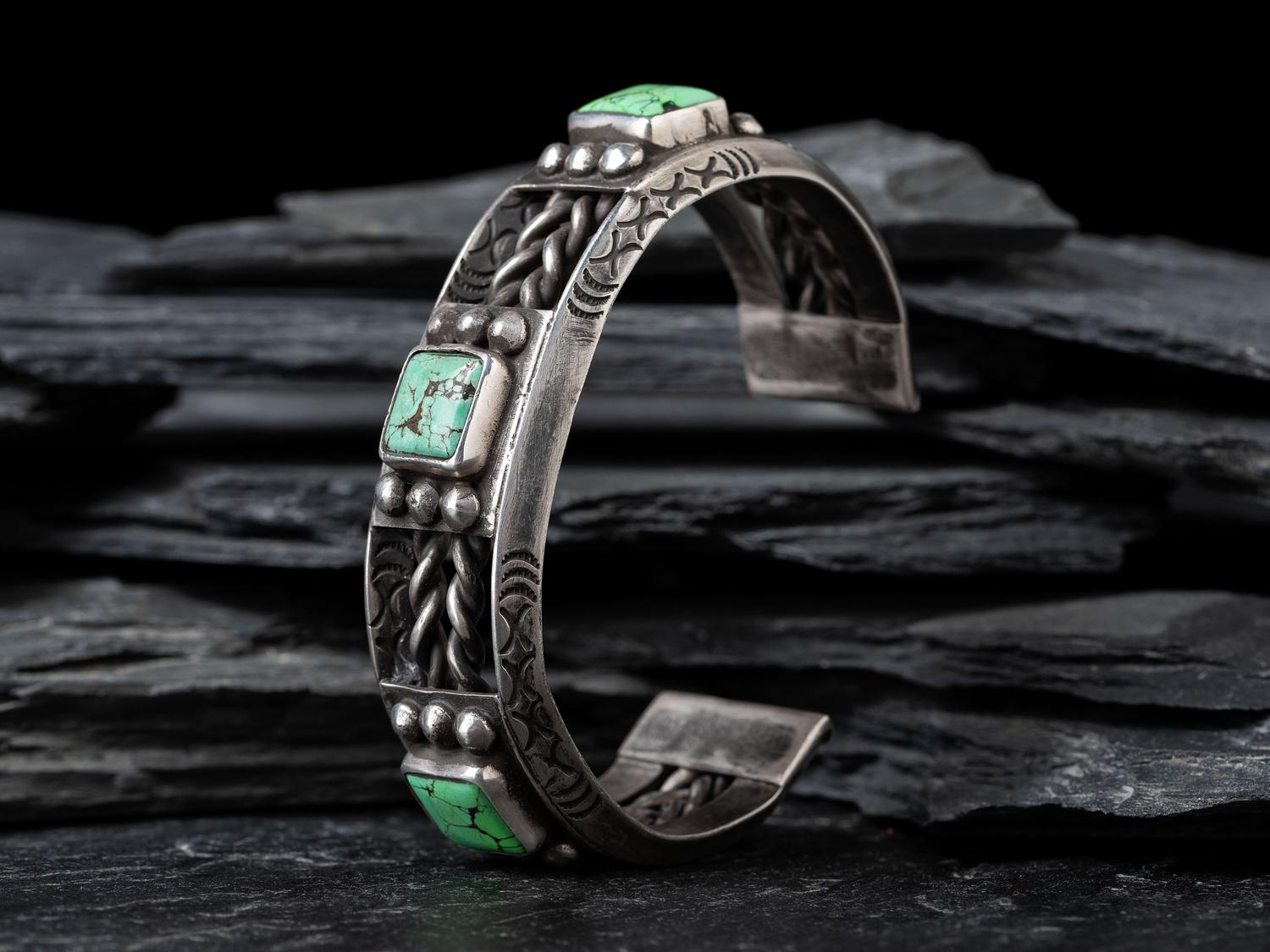 Navajo Silver and Turquoise Cuff Bracelet