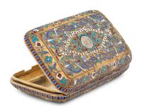 A Russian Enameled Silver-Gilt Cigarette Case