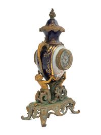 A Sèvres Style Gilt Bronze Mounted Porcelain Mantel Clock Retailed by Tiffany and Co.