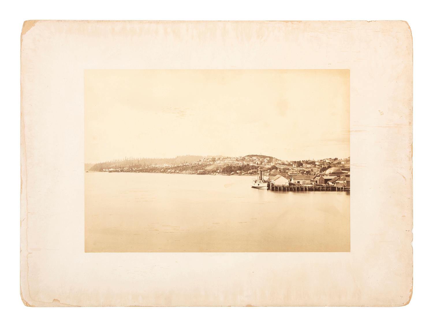 Western Americana -- Washington [WATKINS, Carleton E. (1829-1916), photographer]. Seattle, Puget Sound, Washington Territory . Ca 1882.