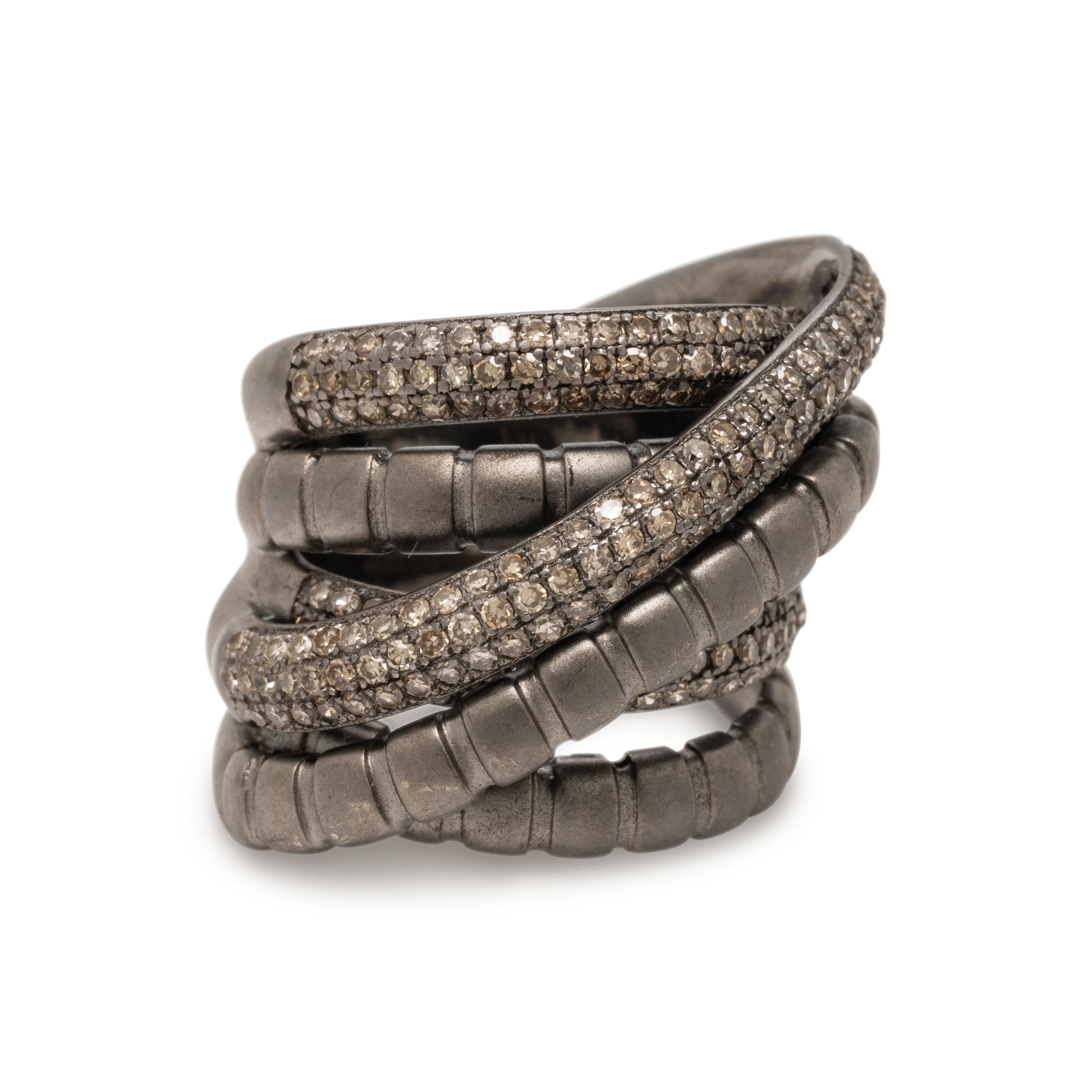 Colored Diamond and Silver Ring