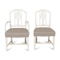 A Set of Ten George III Style White-Painted Dining Chairs