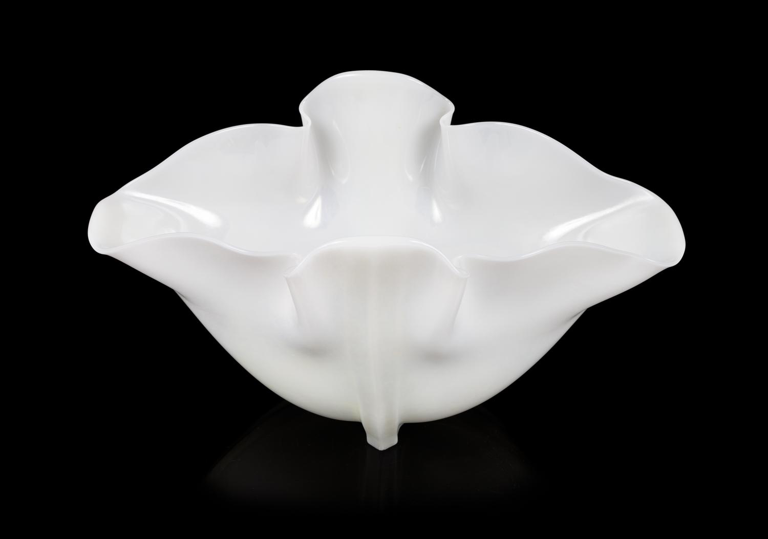 Steuben, 20TH CENTURY, a white Ivrene glass grotesque vase