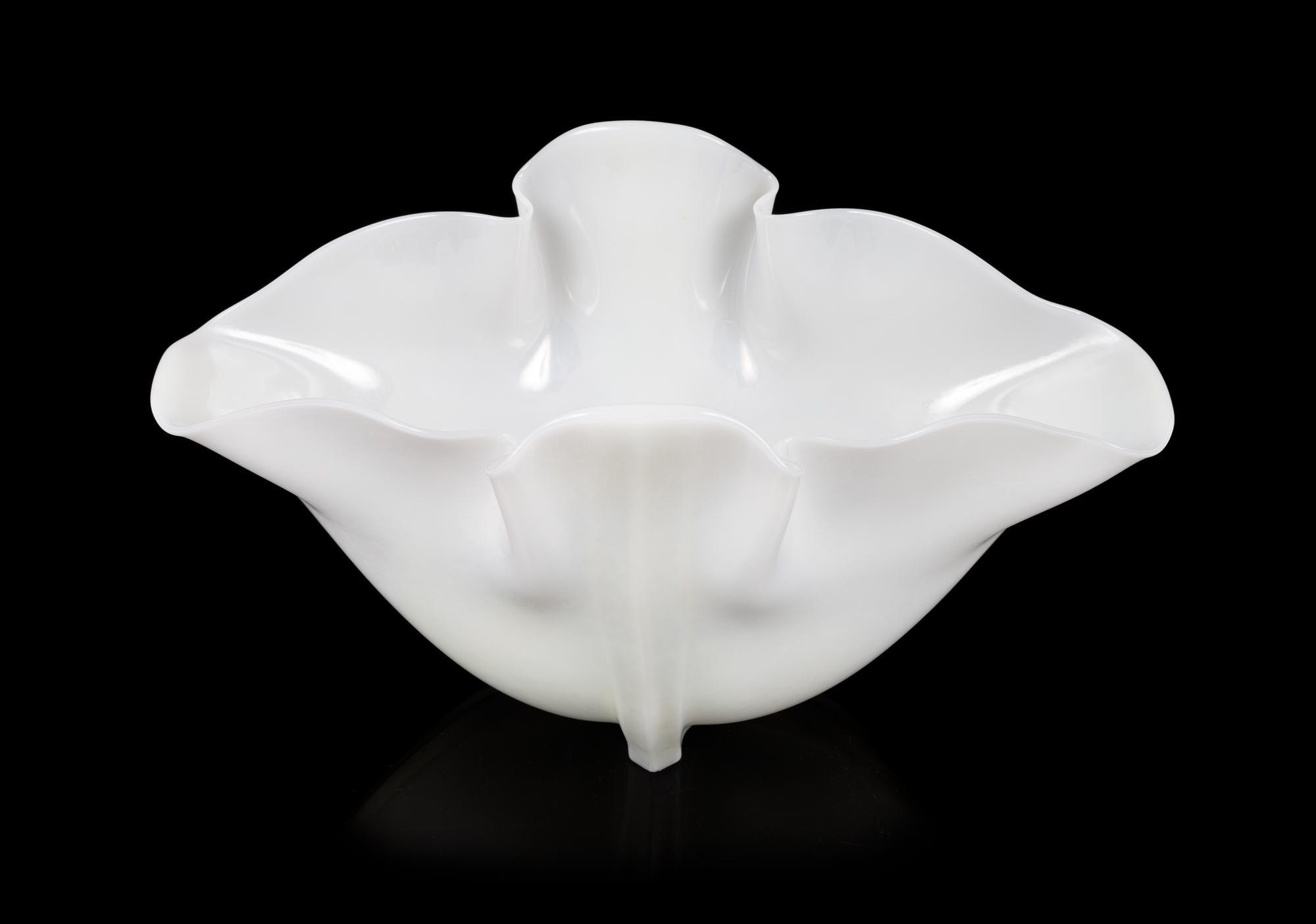 Steuben, 20TH CENTURY, a white Ivrene glass grotesque vase